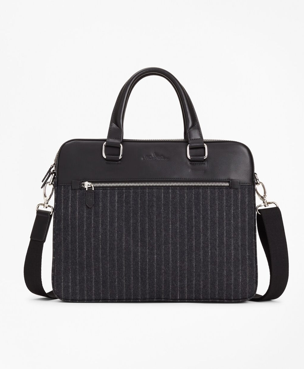 Brooks Brothers Men Wool Stripe Briefcase