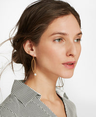 Brooks Brothers Women Freshwater Pearl Gold-Plated Long Drop Earrings