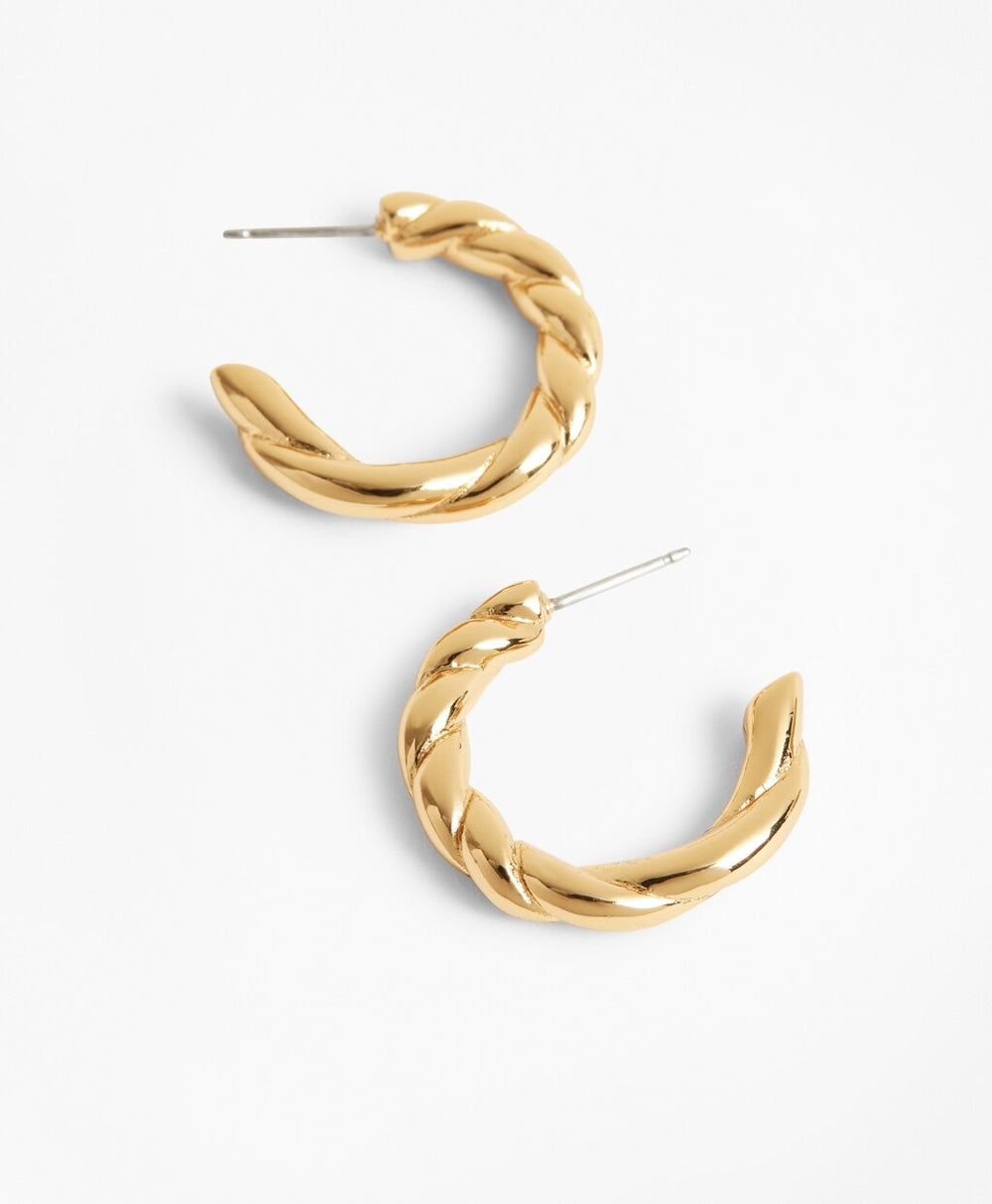 Brooks Brothers Women Gold-Plated Rope Hoop Earrings