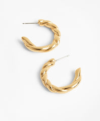 Brooks Brothers Women Gold-Plated Rope Hoop Earrings