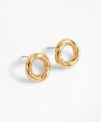 Brooks Brothers Women Gold-Plated Rope Stud Earrings