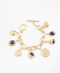 Brooks Brothers Women Gold-Plated Crest and Cabochon Charm Bracelet