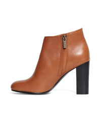 Brooks Brothers Women Short Leather Stacked Heel Booties