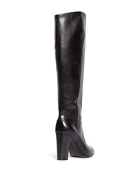 Brooks Brothers Women Tall Leather Stacked Heel Boots