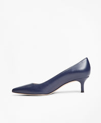 Brooks Brothers Women Leather Point-Toe Kitten-Heel Pumps