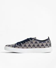 Brooks Brothers Women Leather-Trimmed Logo Jacquard Sneakers