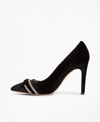 Brooks Brothers Women Rhinestone-Trimmed Velvet Point-Toe Pumps