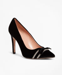 Brooks Brothers Women Rhinestone-Trimmed Velvet Point-Toe Pumps