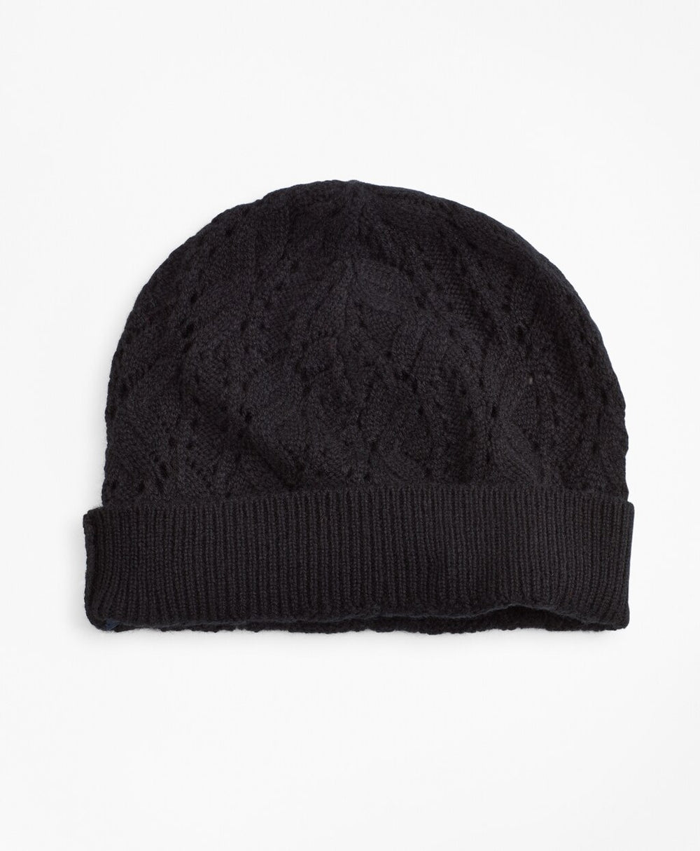 Brooks Brothers Women Pointelle Cable-Knit Cashmere Hat