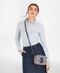 Brooks Brothers Women Leather-Trimmed Logo Jacquard Crossbody Bag