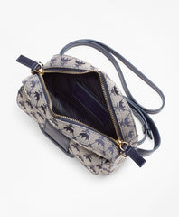 Brooks Brothers Women Leather-Trimmed Logo Jacquard Crossbody Bag
