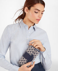 Brooks Brothers Women Leather-Trimmed Logo Jacquard Envelope-Flap Wallet