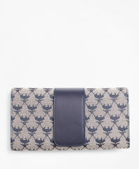 Brooks Brothers Women Leather-Trimmed Logo Jacquard Envelope-Flap Wallet