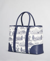 Brooks Brothers Women Leather-Trimmed Toile Canvas Tote Bag
