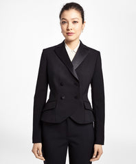 Brooks Brothers Women Double-Breasted Stretch Wool Tuxedo Jacket