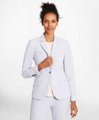 Brooks Brothers Women Striped Stretch Cotton Seersucker Jacket