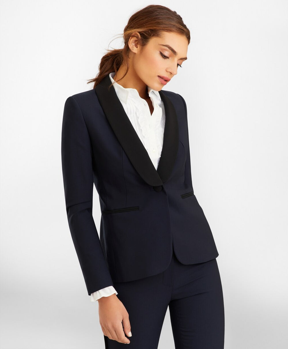 Brooks Brothers Women Stretch-Wool Crepe Tuxedo Jacket
