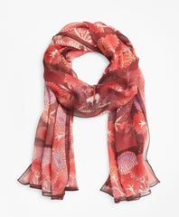 Brooks Brothers Women Floral-Print Silk Chiffon Oblong Scarf