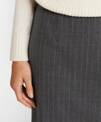Brooks Brothers Women Pinstripe Stretch Wool Faux Wrap Skirt