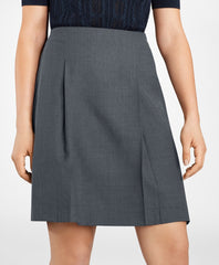 Brooks Brothers Women Bird's-Eye Stretch-Wool Pleated Skirt