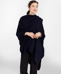 Brooks Brothers Women Pointelle Cable-Knit Merino Wool Ruana