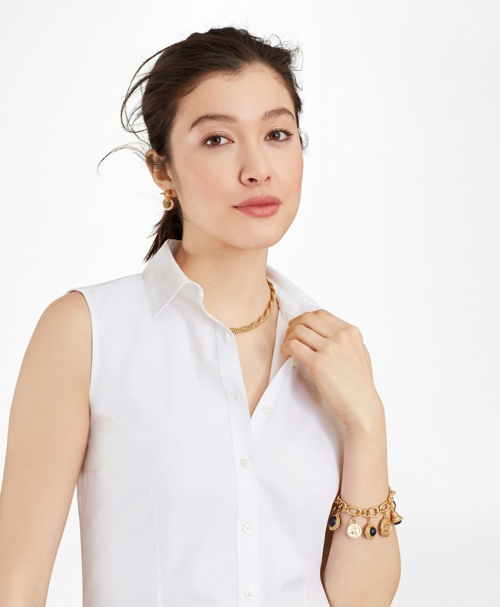 Brooks Brothers Women Non-Iron Fitted Sleeveless Dress Shirt