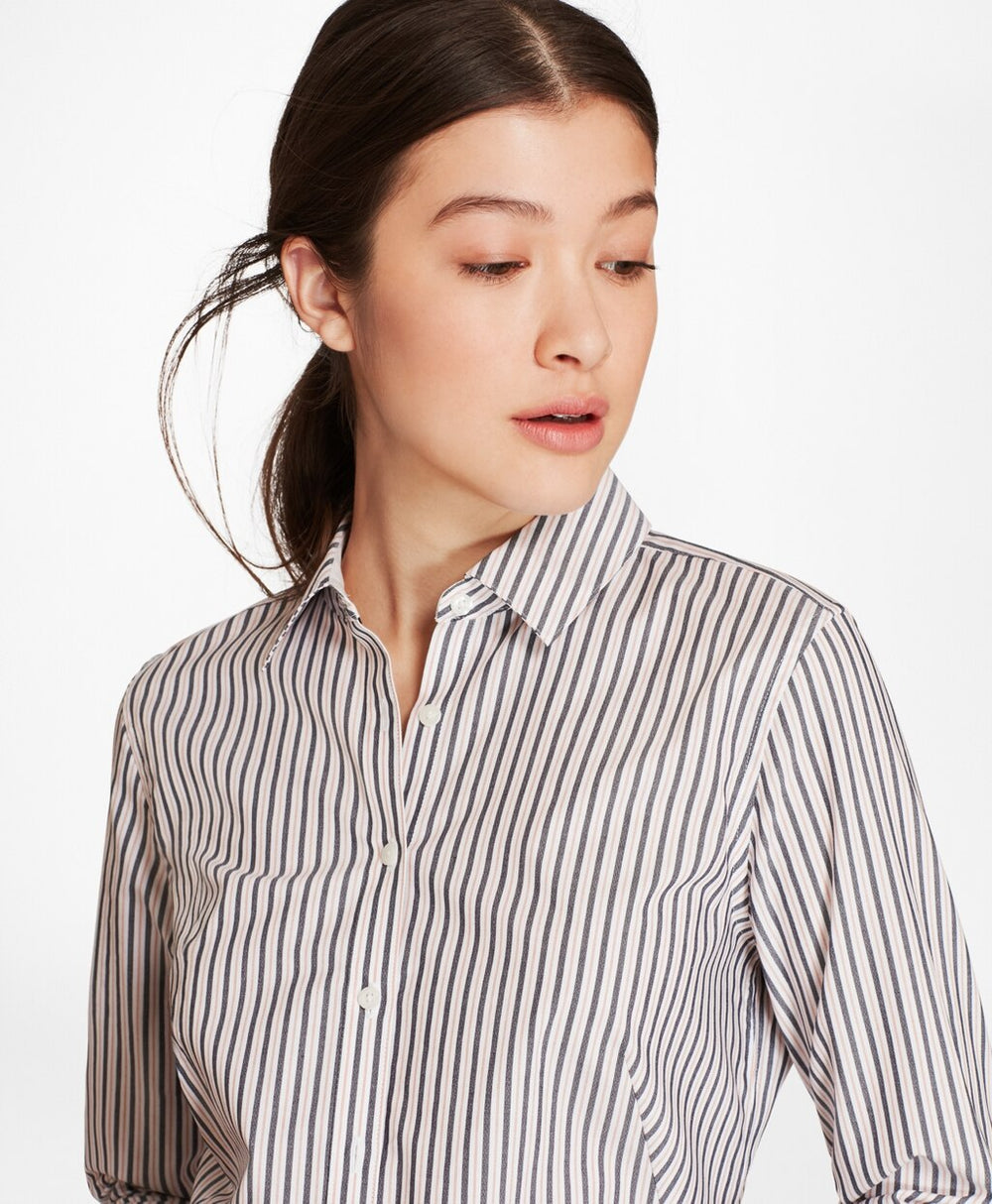 Brooks Brothers Women Striped Cotton Dobby Fitted Shirt