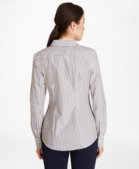 Brooks Brothers Women Striped Cotton Dobby Fitted Shirt