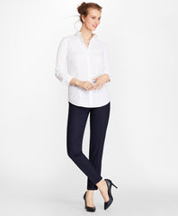 Brooks Brothers Women Tailored-Fit Diamond-Stripe Dobby Cotton Shirt