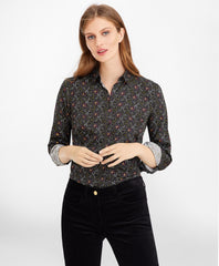 Brooks Brothers Women Violet-Print Cotton Sateen Fitted Shirt