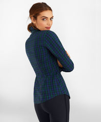 Brooks Brothers Women Non-Iron Black Watch Tartan Supima® Cotton-Blend Ruffle-Collar Blouse
