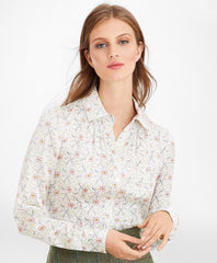Brooks Brothers Women Floral-Print Silk Satin Blouse