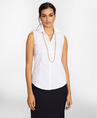 Brooks Brothers Women Non-Iron Stretch Supima® Cotton Fitted Sleeveless Dress Shirt