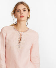 Brooks Brothers Women Rhinestone-Embellished Linen Tunic