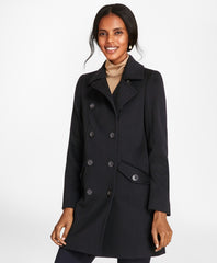 Brooks Brothers Women Brushed Wool Twill Peacoat
