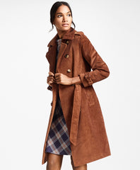 Brooks Brothers Women Water-Repellent Cotton Corduroy Trench Coat