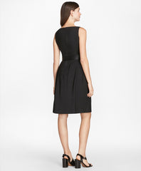 Brooks Brothers Women Stretch-Wool Crepe Flared Tuxedo Dress