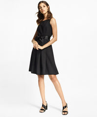 Brooks Brothers Women Stretch-Wool Crepe Flared Tuxedo Dress