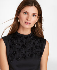 Brooks Brothers Women Beaded Satin A-Line Dress