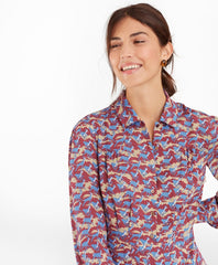 Brooks Brothers Women Deer-Print Silk Chiffon Shirt Dress