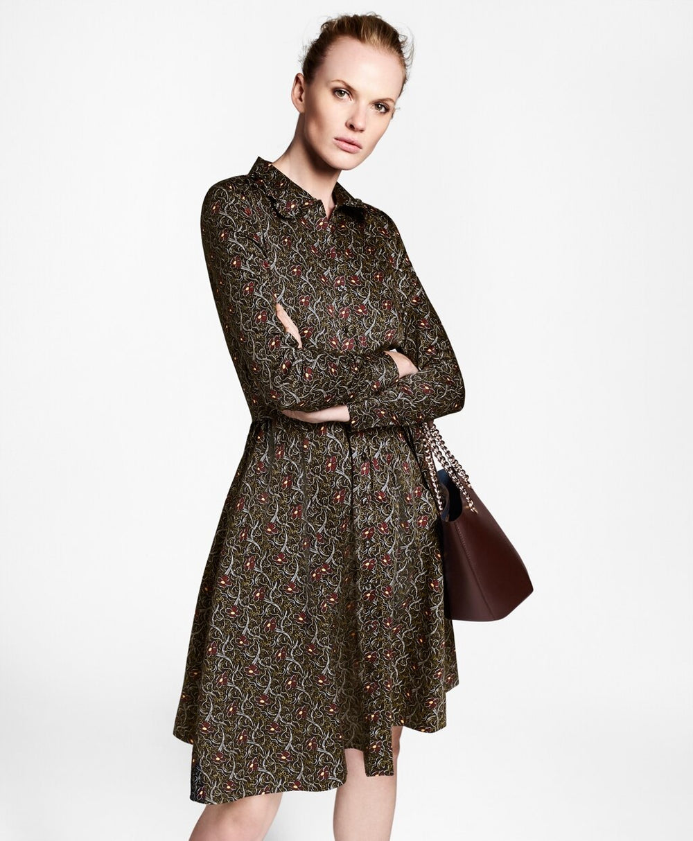 Brooks Brothers Women Violette-Print Cotton Sateen Shirt Dress