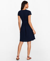 Brooks Brothers Women Floral Eyelet Faux Wrap Dress