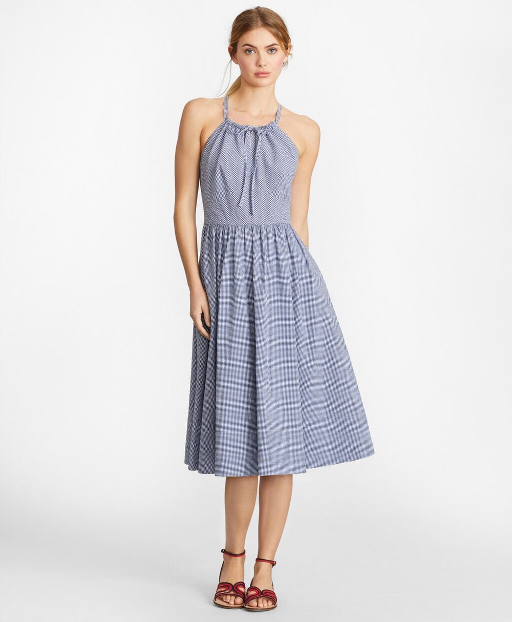 Brooks Brothers Women Gingham Seersucker Dress