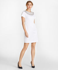 Brooks Brothers Women Beaded Cotton Sateen Sheath Dress