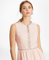 Brooks Brothers Women Rhinestone-Embellished Linen Dress