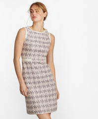 Brooks Brothers Women Checked Tweed Boucle Sheath Dress