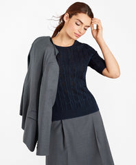 Brooks Brothers Women Pointelle Cable-Kit Sweater