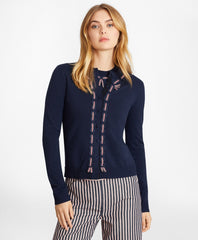 Brooks Brothers Women Grosgrain-Trimmed Cotton Cardigan