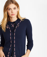 Brooks Brothers Women Grosgrain-Trimmed Cotton Cardigan
