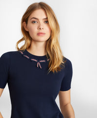Brooks Brothers Women Grosgrain-Trimmed Cotton Short-Sleeve Shell